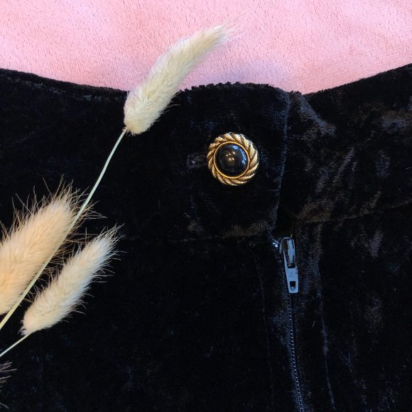 Vintage Black Velvet Midi Pencil Skirt - Size 24 - Picture 3 of 3